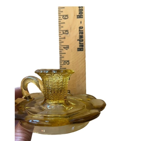 Pair of Vintage Amber glass candle stick holders. Hand blown? Fenton? - Picture 8 of 9